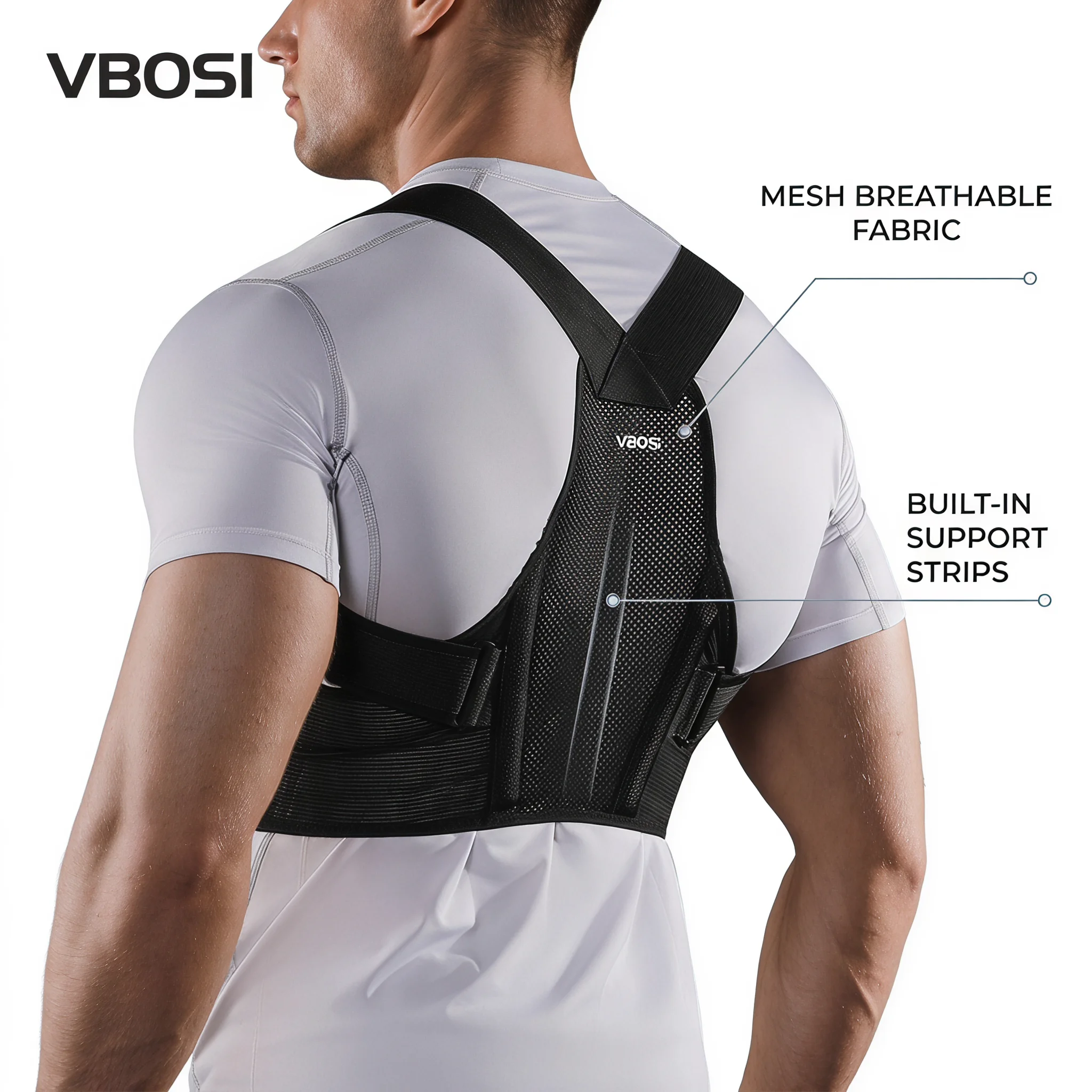 Posture Corrector Back - Corrector de Postura Ajustable VBOSI, Cinturón
